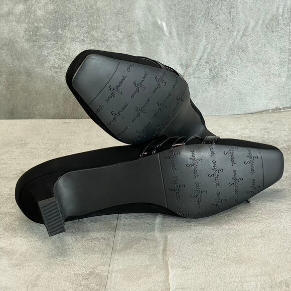 EASY STREET Women's Black Suede Entice Square-Toe Block-Heel Slip-On Pumps SZ8.5 - Picture 6 of 8